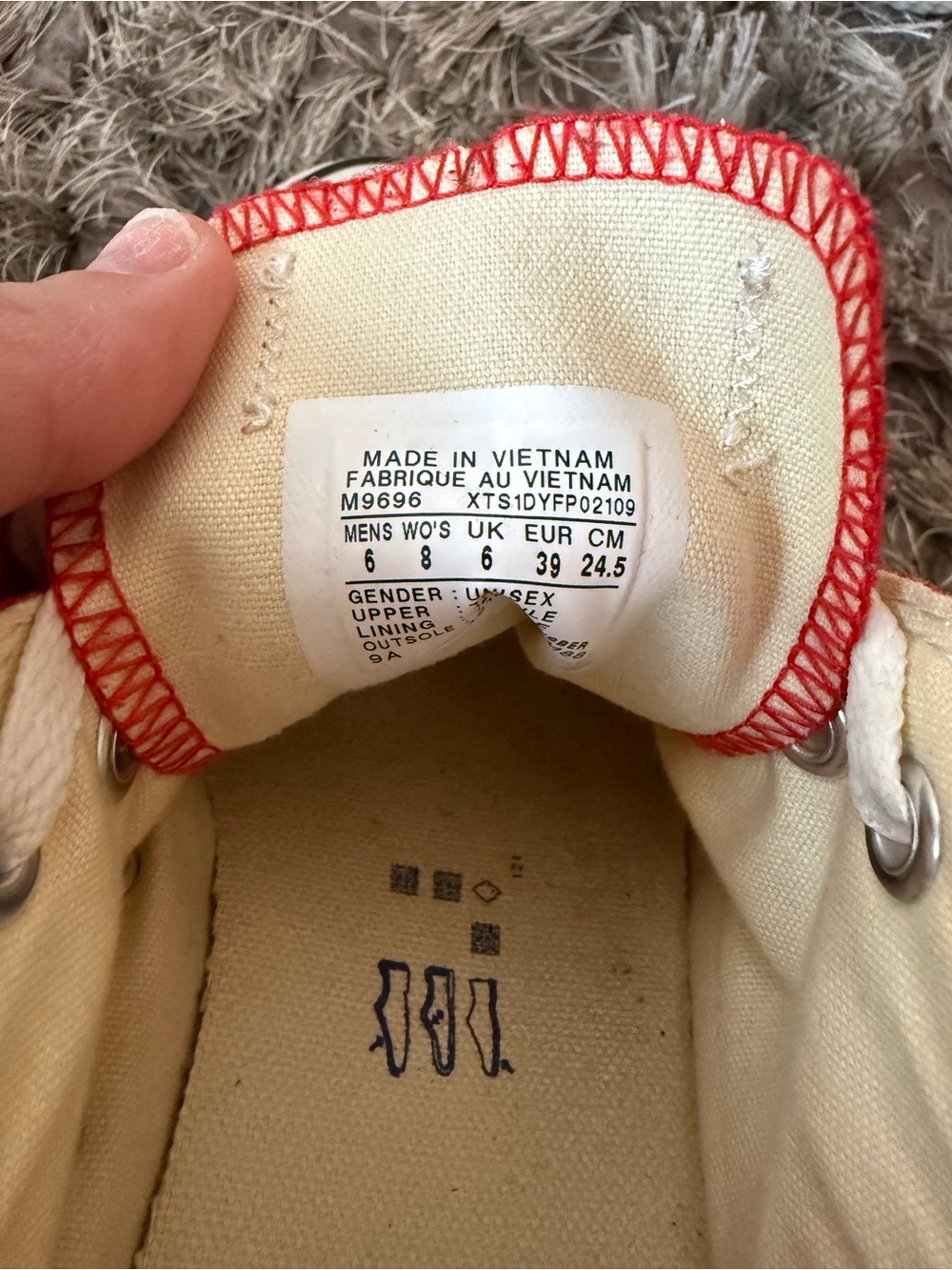 Cream Athletic Sneakers with Red Trim - Women's Casual Trainer